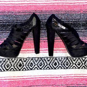 F21 Black Suede Heels